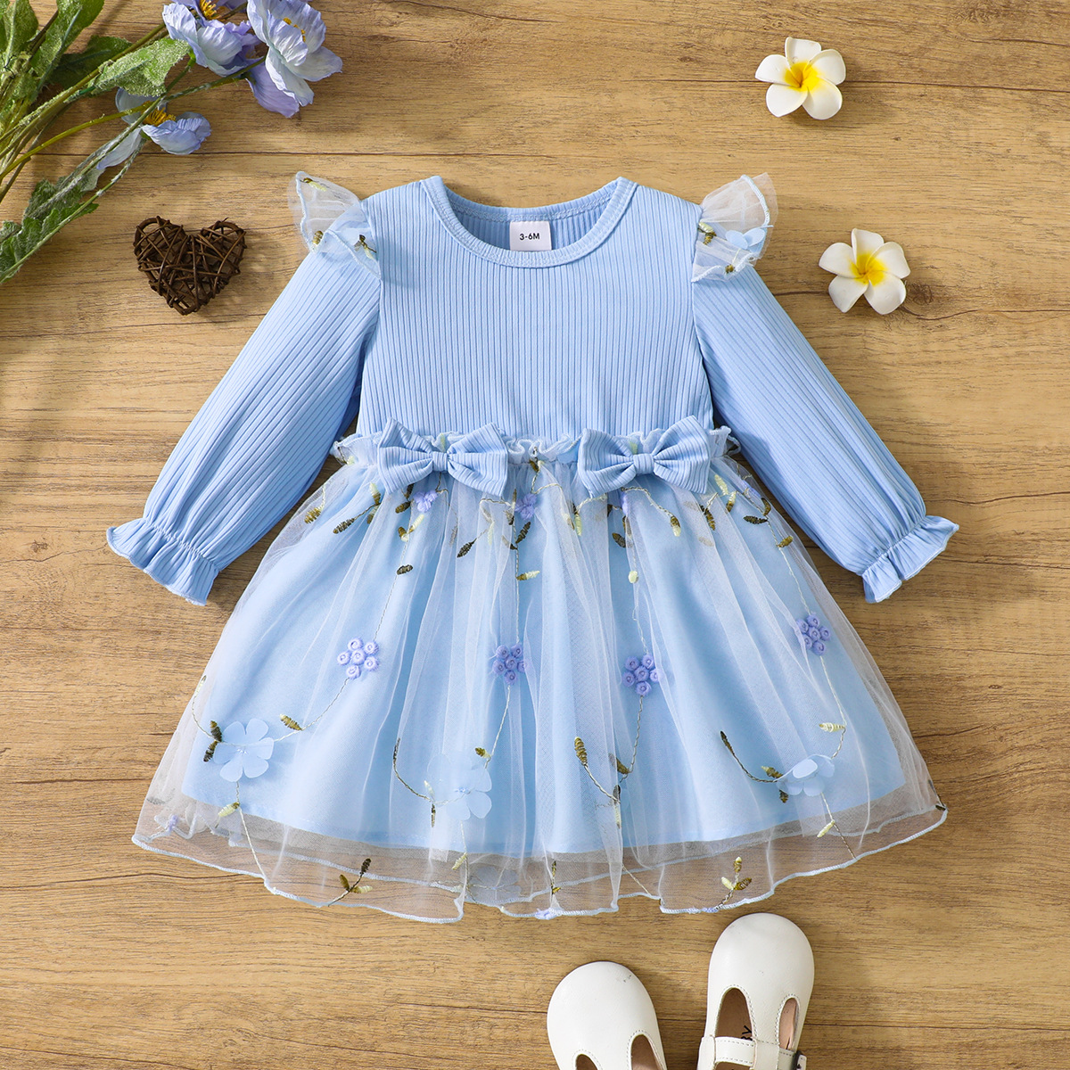 Picture of Children's clothing spring and autumn new European and American children's clothing mesh baby baby girl long sleeve dress children's skirt