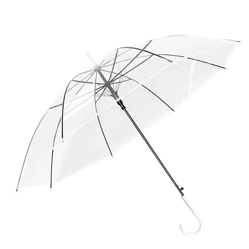 Picture of Transparent Umbrella Men and Women Internet Celebrity ins Cute Semi-automatic Straight Handle Photography Small Fresh Sunshade Sunny Umbrella Frosted Umbrella