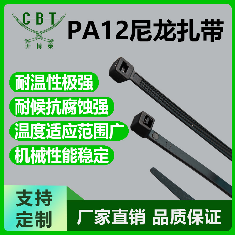 -60 ℃ Low-Temperature Resistant and Anti-Aging Outdoor Engineering Cold Chain Special Weather-Resistant and Corrosion-Resistant Cable Ties Pa12 Nylon Wire Harness