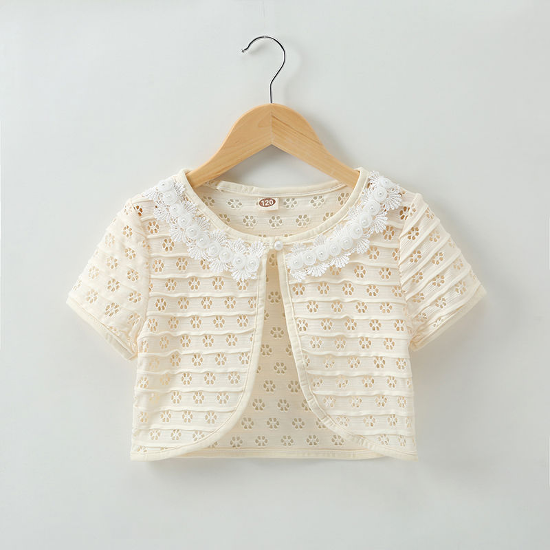 Picture of Girl's Small Shawl Coat Princess Thin Short-sleeved Baby's Air-conditioning Shirt Girl's Small Waistcoat Cardigan Skirt Small Outer Waistcoat