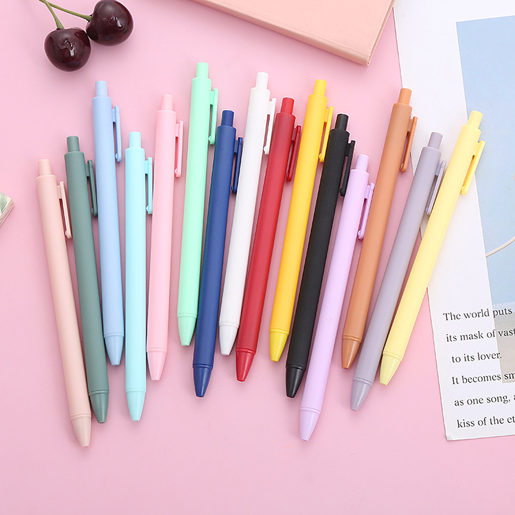 Picture of Morandi push gel pen 0.5mm bullet macaron press pen vintage office stationery signature pen
