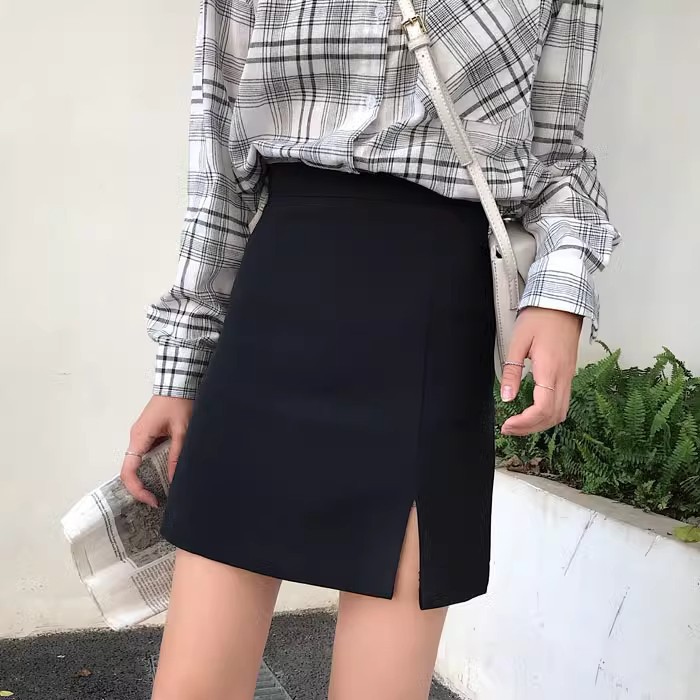 Wrap Hip Skirt Short Skirt A- line Xs Small Size Skirt Women's Summer Short 145 High Waist Split High Match