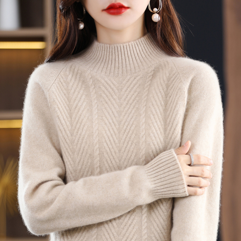 Picture of Autumn and winter clothing 2024 new popular this year's popular beautiful half turtleneck thick Women's sweater Western style bottoming shirt