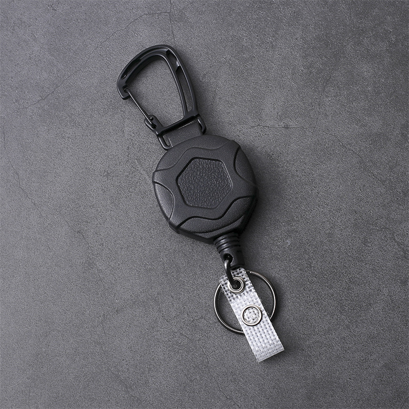 Picture of Wholesale New easy pull telescopic buckle high rebound mountaineering easy pull wire rope anti-lost anti-theft device PC black card sleeve