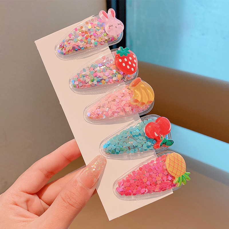 Picture of Children's Hairpin Girls' Headwear Side Side Bangs Clip Kids Baby's quicksand Clip Princess Cute Broken Hairpin bb Clip