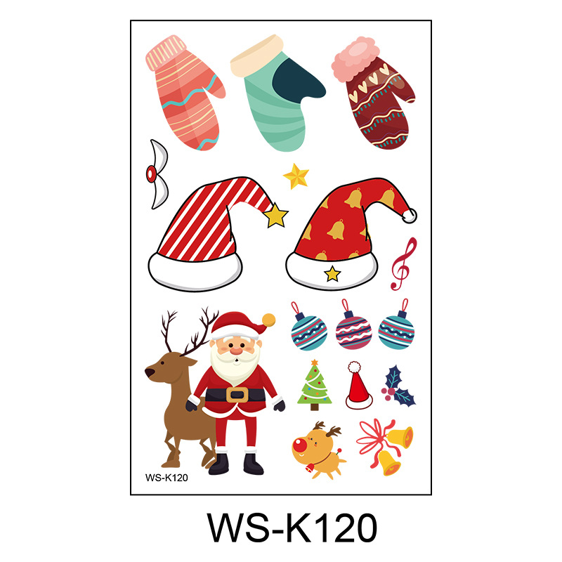 Picture of New Christmas Tattoo Sticker Children Cartoon Holiday Party Atmosphere Eco-friendly Waterproof Face Sticker Elk Tattoo Sticker