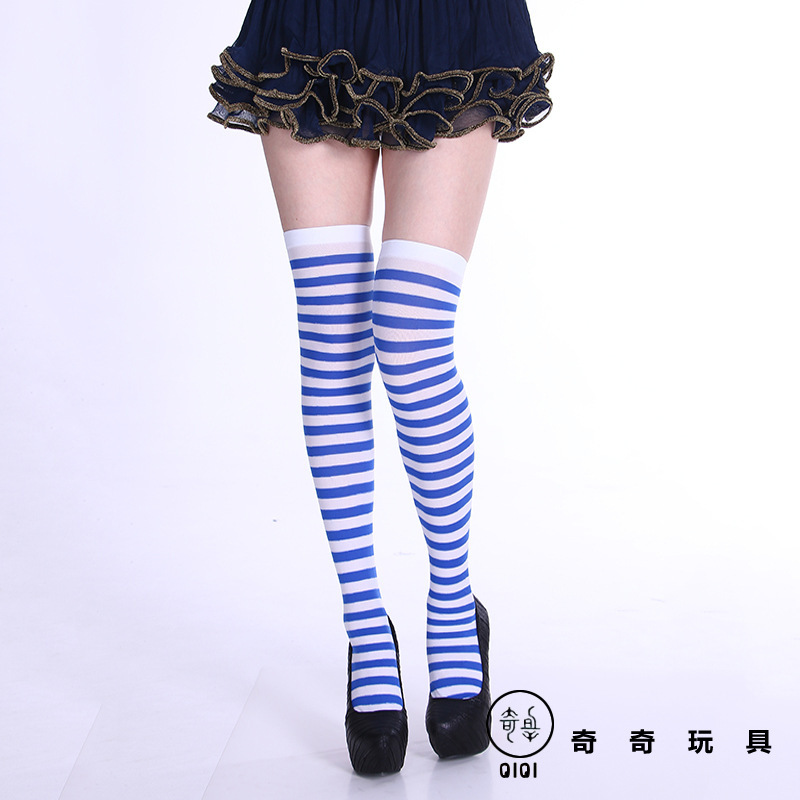 Picture of Halloween Christmas Striped Stockings Party Costume Accessories Over-the-Knee Stockings Striped Pantyhose