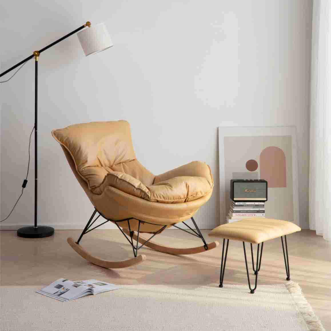Picture of Leisure Rocking Chair Lazy Sofa Chair Balcony Nap Lobster Chair Technology Cloth Living Room Recliner Single Rocking Chair Home