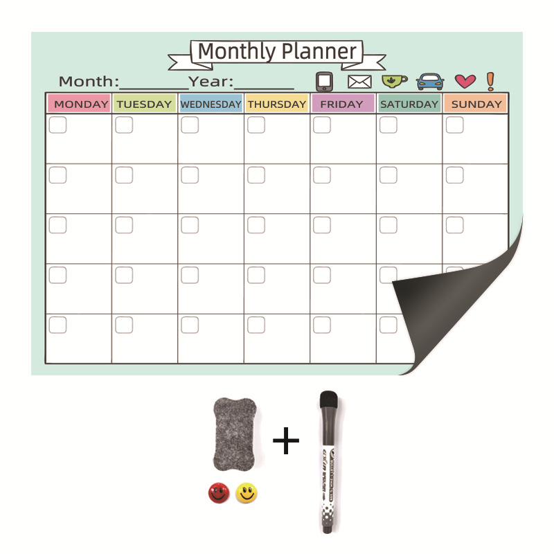 Picture of in stock Whiteboard Erasable Calendar Post suit Weekly Schedule Custom Movable Magnetic Message Board Refrigerator Sticker