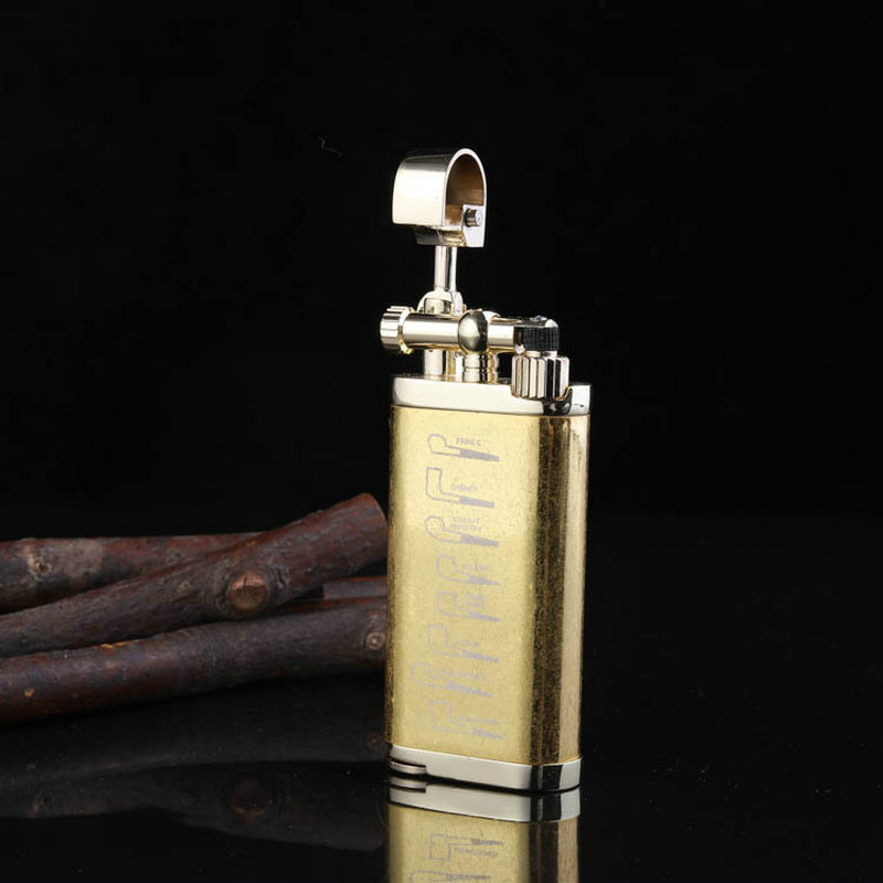 Picture of Grinding wheel open flame cigarette lighter gas creative inflatable Langsheng oblique fire lighter metal pipe mini lighter gift