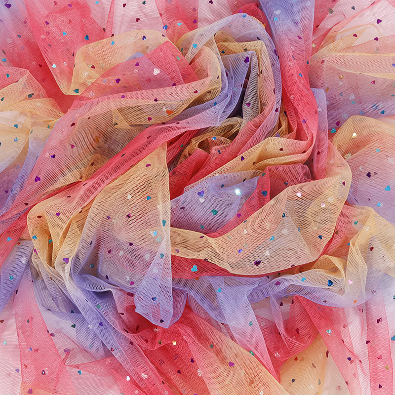 Picture of Scattered Tulle Yarn American Mesh Star Mesh Gauze Love Sequin Bronzing Fabric Mesh Sequin Fabric