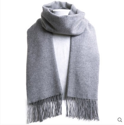 New cashmere tassel scarf men's solid color winter thickened long gray scarf women's shawl processing batch