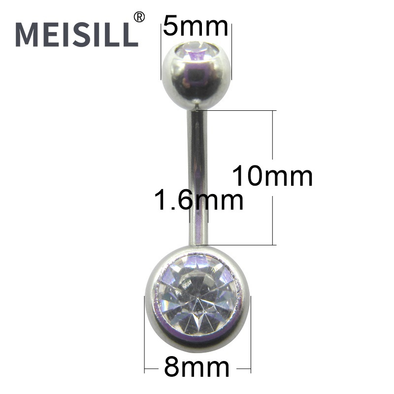 Picture of Meier Stainless Steel Double Diamond Umbilical Ring with Diamond Navel Buckle Cross-border Human Puncture Jewelry with Diamond Navel Nail