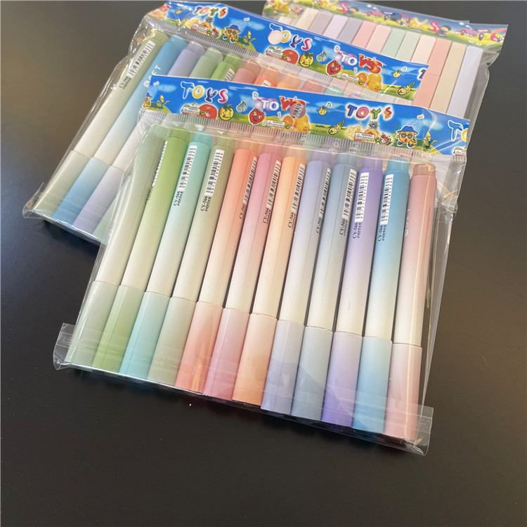 12 Pack Gradient Color Highlighter Color Key Mark Student Marker Eye Protection Color Large Capacity Highlighter