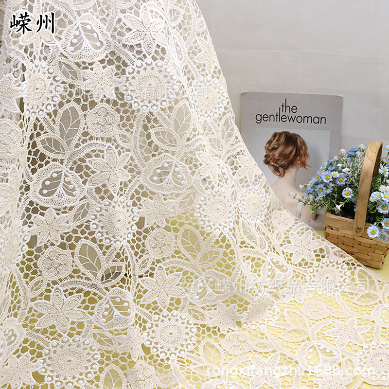 Laser rope embroidery three-dimensional embroidery dress shirt clothing fabric small fragrance style women's evening dress fabric