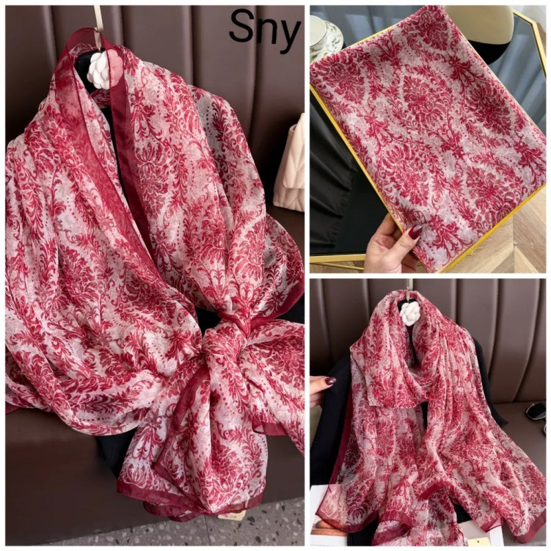 Picture of Spring and Summer New Soft Yarn Sunscreen Shawl Summer Thin Imitation Silk Long Silk Scarf Fashion Printed Flower Scarf