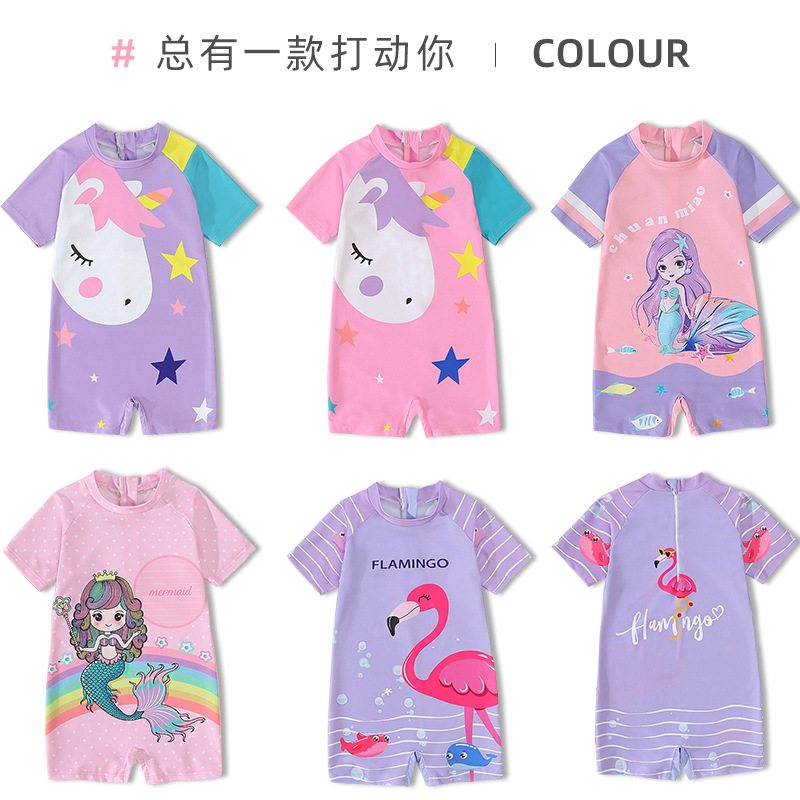 Children's Swimsuit Cartoon Girls Small Middle School Big Children 3-11 Years Old Student Cute One-piece ins Sunscreen Hot Spring Swimsuit
