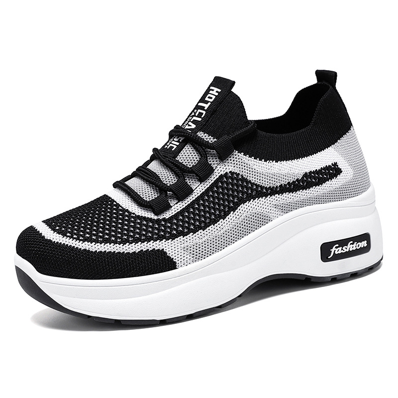 Picture of Women's Shoes, New Autumn Style, Thick-Soled Casual Shoes, Soft-Soled Comfortable Height-Increasing Shoes, Versatile Single Shoes, Fly-Knit Breathable Mesh Shoes