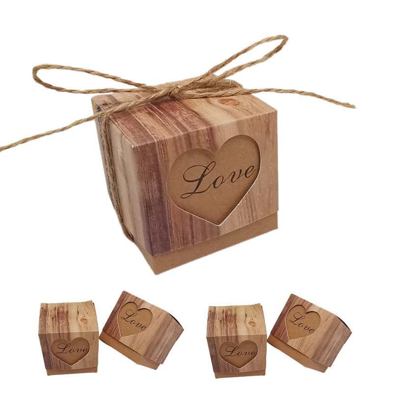 Picture of Kraft Paper Love Candy Box Packaging European Style Mori Retro LOVE Box Wedding Gift Accompanying Gift Box Promotion