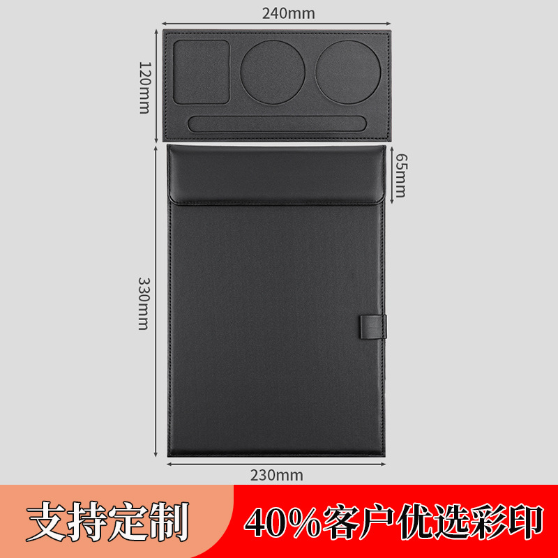 Picture of Leather A4 Conference Pad Board Black File Pad Board Hotel Conference Pad Notes Clip Writing Board Business Office