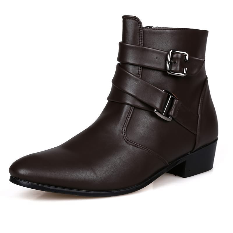 Leather Boots British Business Pointed Men's Shoes Cross-border Men's High-top Martin Boots Casual Wear-resistant Men's Boots Autumn and Winter plus size