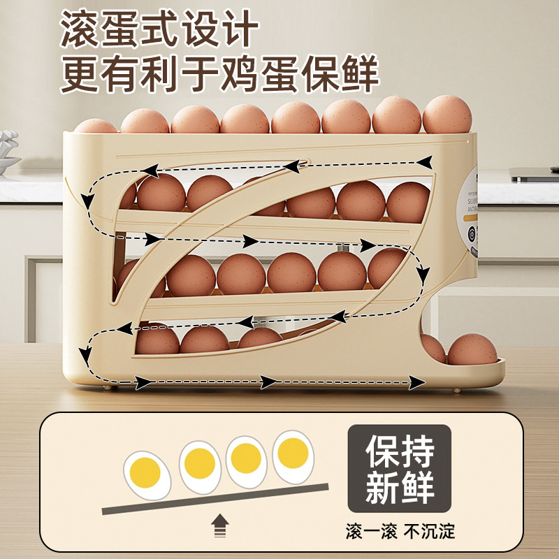 Picture of Slide rolling egg storage box storage household refrigerator side door kitchen egg artifact new automatic egg rack