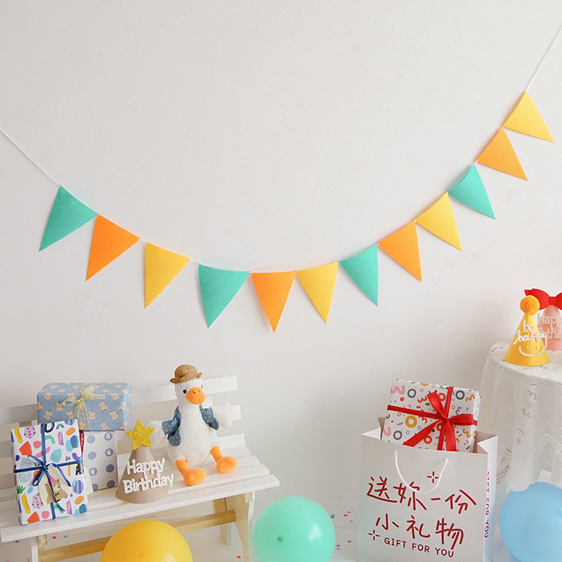 Triangular Flag Decoration Felt Bunting Birthday Flag Party Garland Hundred Days Full Moon Birthday Set Party Decoration