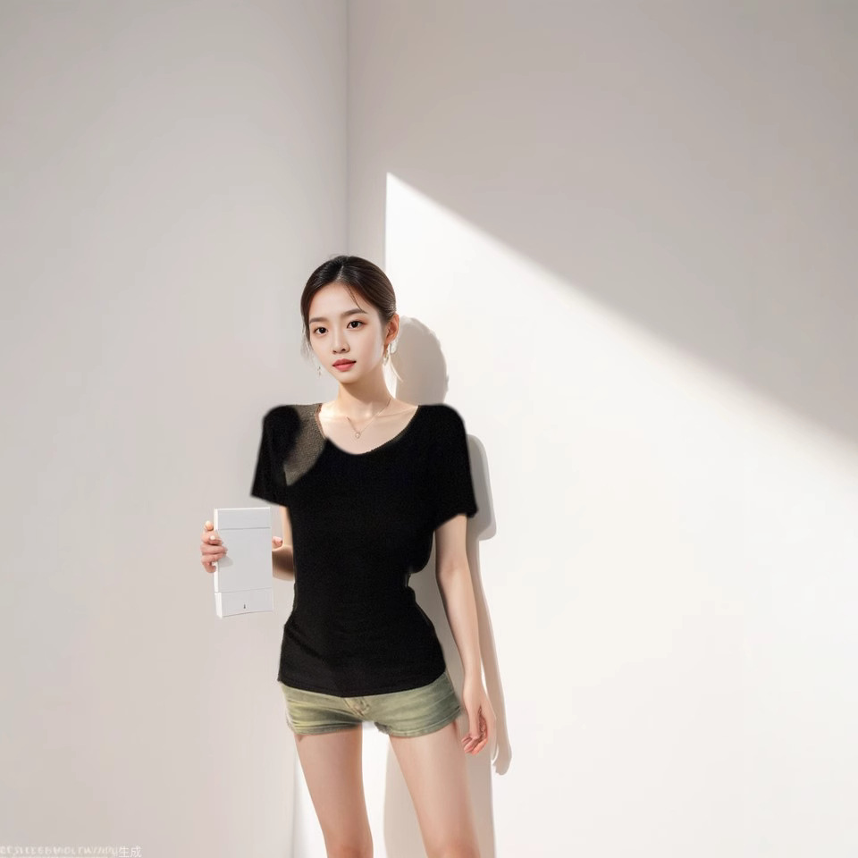 Picture of American Style V-neck Shoulder Pure Black Short-sleeved T-shirt Women's Summer New Slim-fit Spice Girls Niche Slimming All-match Top