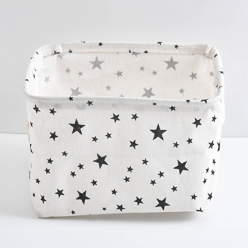 Picture of Fabric with Satchel Printed Cotton and Linen Storage Basket Desktop Miscellaneous Storage Box Cabinet Small Clothing Fabric Storage Basket