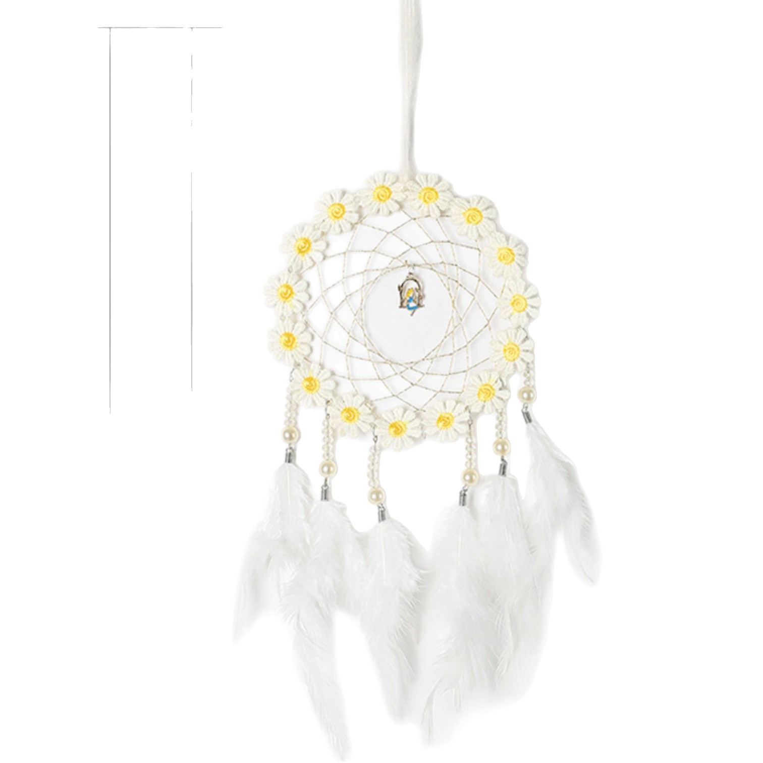 Picture of Girly Heart White Love Dream Catcher Sweet Love Dream Catcher Aerial Pendant Opening Decoration Creative Pendant