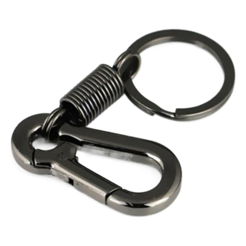 Black plating spring keychain men's metal creative business waist hanging keychain creative small gift wholesale