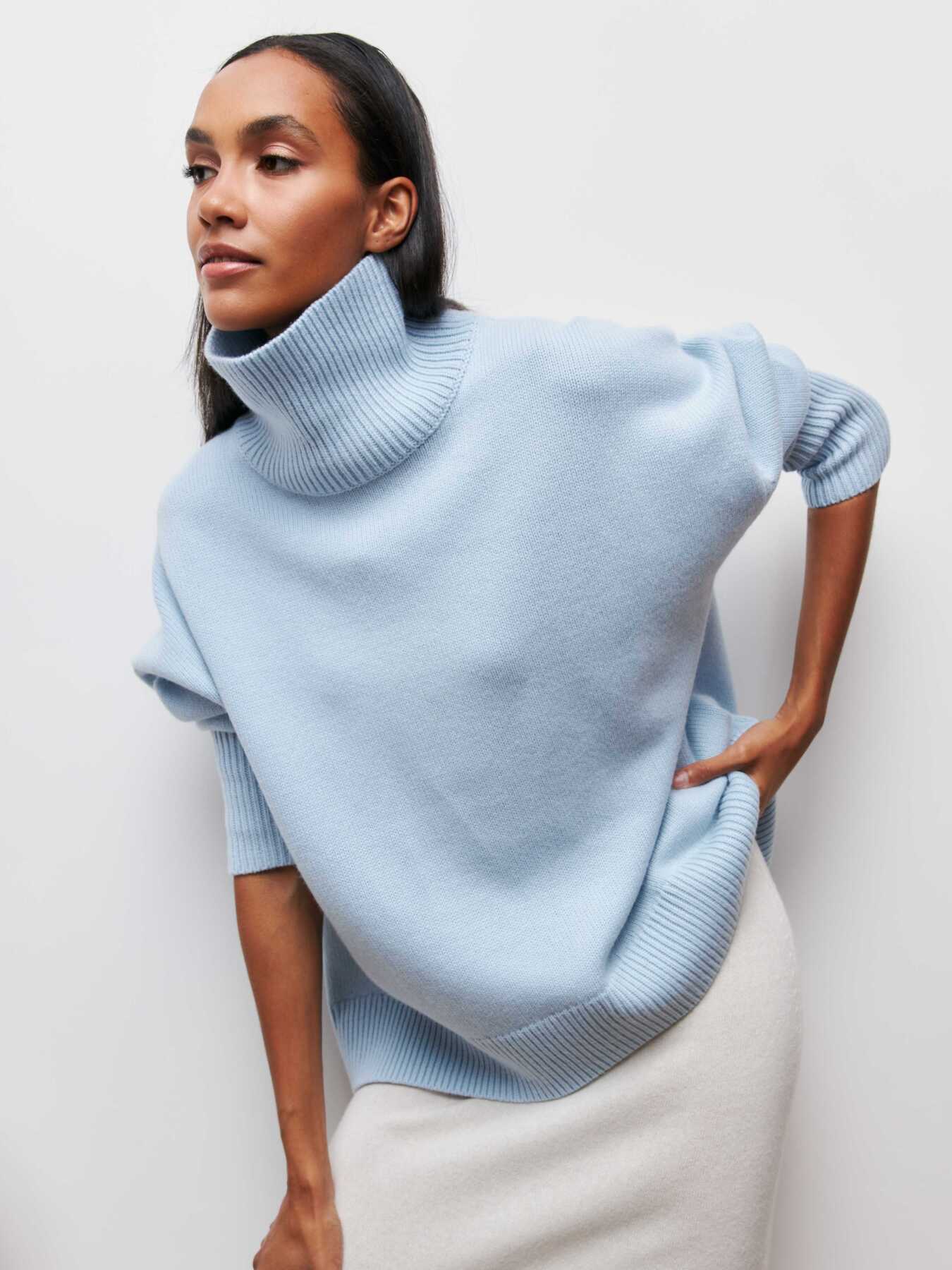 Cross-border Women's New Amazon Explosions Sweater European and American Loose Half Turtleneck Sweater