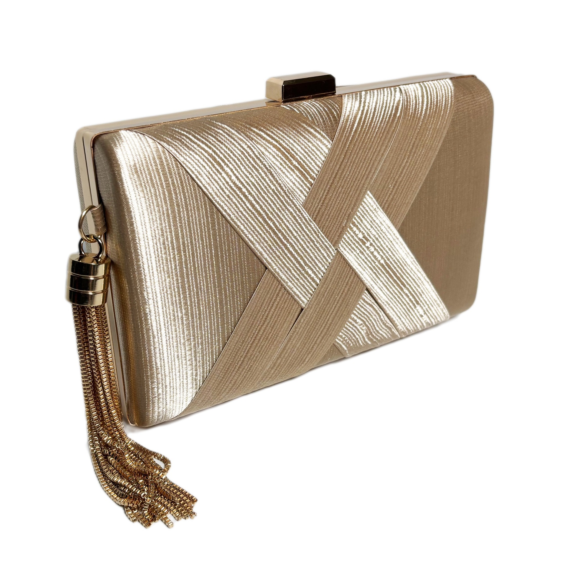 Picture of Foreign Trade Cross-border Silky Satin Cloth Woven Tassel Dinner Hand-held Women's Bag Chain Banquet Hand-held Shoulder Women's Bag