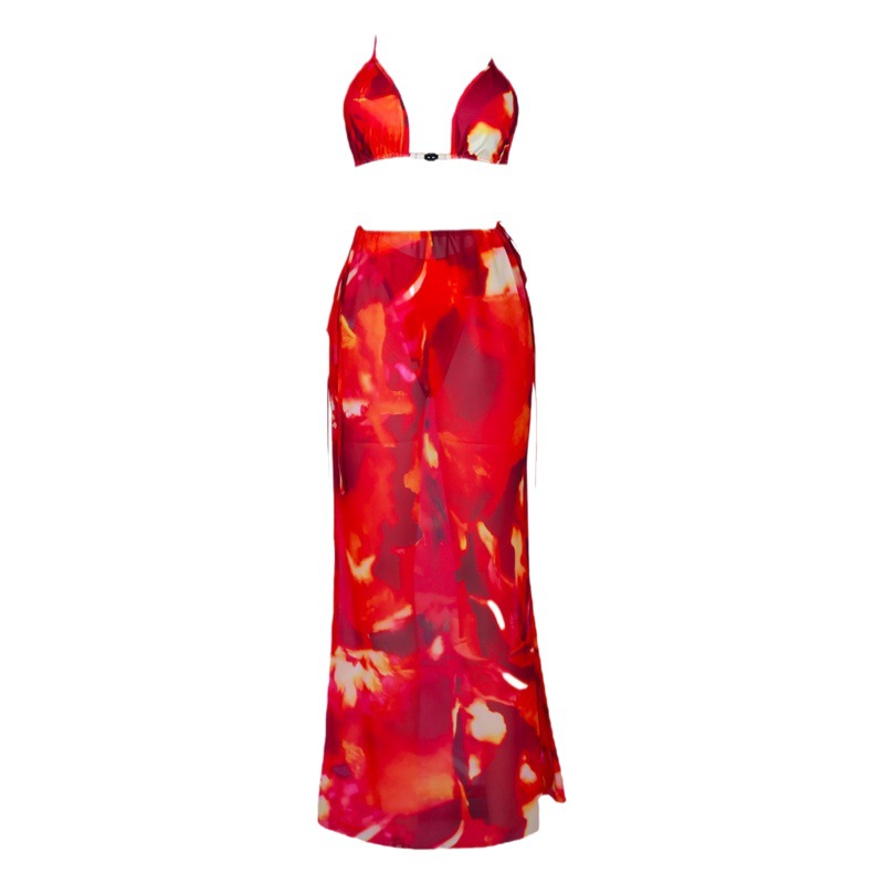 2022Wish AliExpress Amazon Printed Sexy Bikini Strap Skirt Casual Set INS