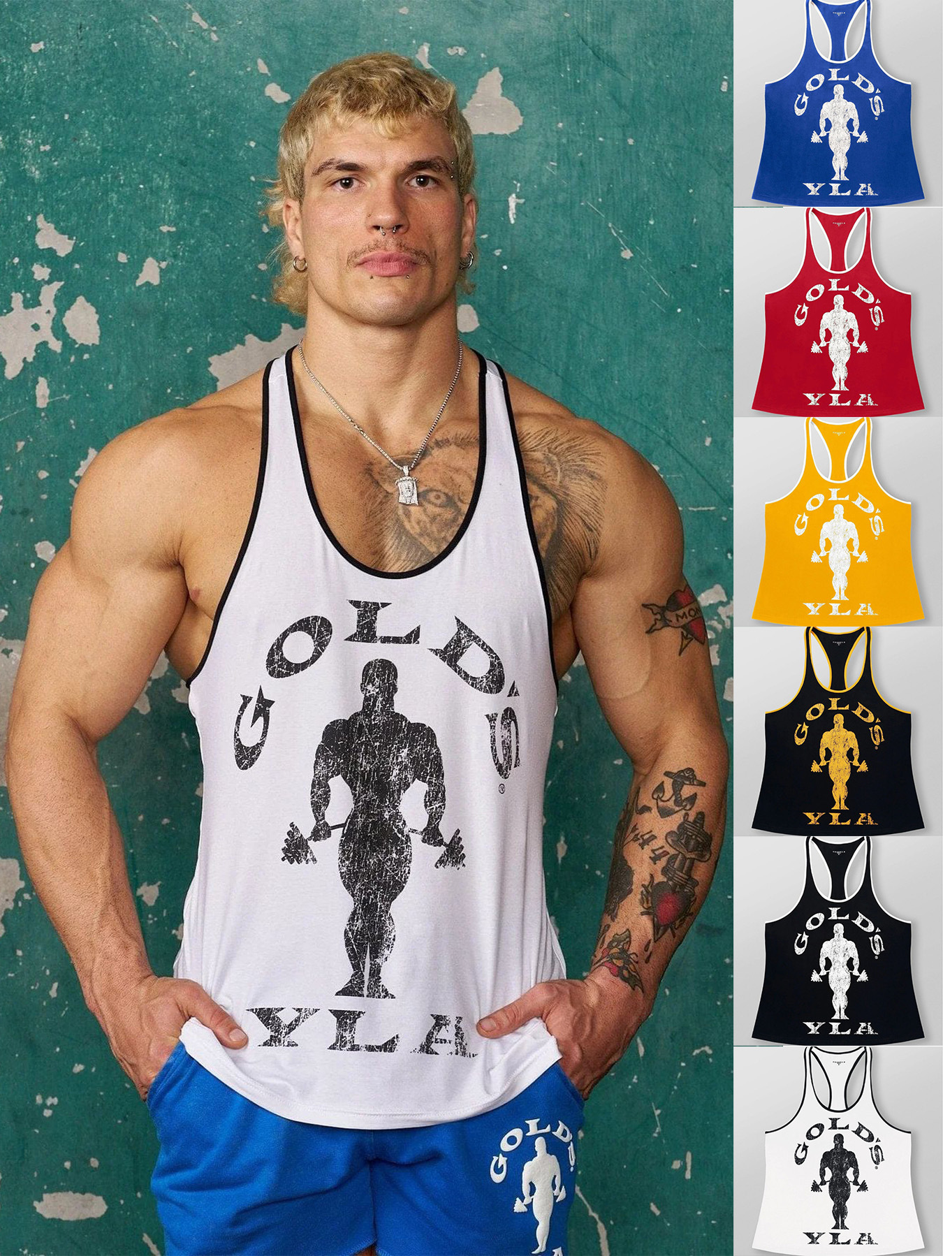 YOUNGLA New Men's Vest Outdoor Running Training Sports Fitness Quick-drying Breathable Iron Printed Top