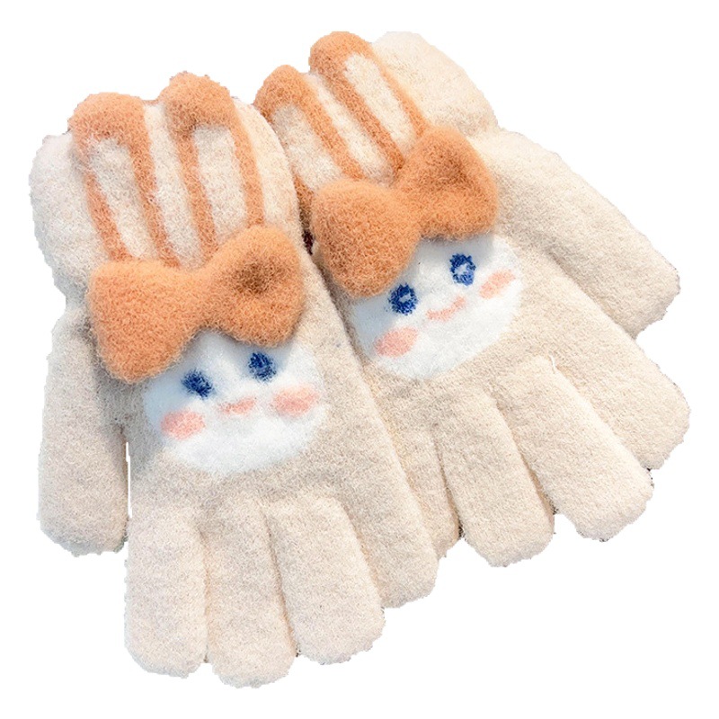 Children's Gloves for Boys and Girls in Winter Writing All-Inclusive Five-Finger Gloves Baby Winter Full-Finger Thickeneded Warm Cartoon New Style