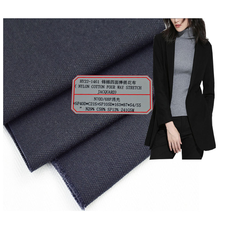Woven jacquard fabric brocade cotton four-sided stretch cloth 241GSM autumn coat casual pants fabric