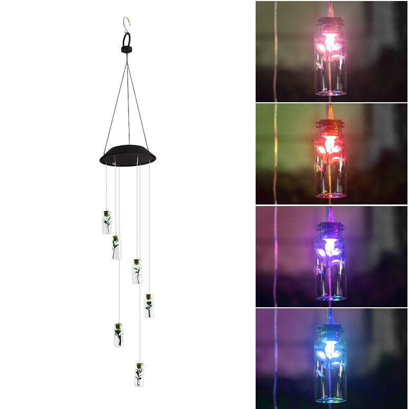 Amazon Cross-Border Solar Wind Chime Lamp Wishing Bottle Hanging Lamp Led Lamp Garden Decoration Solar Garden Lamp