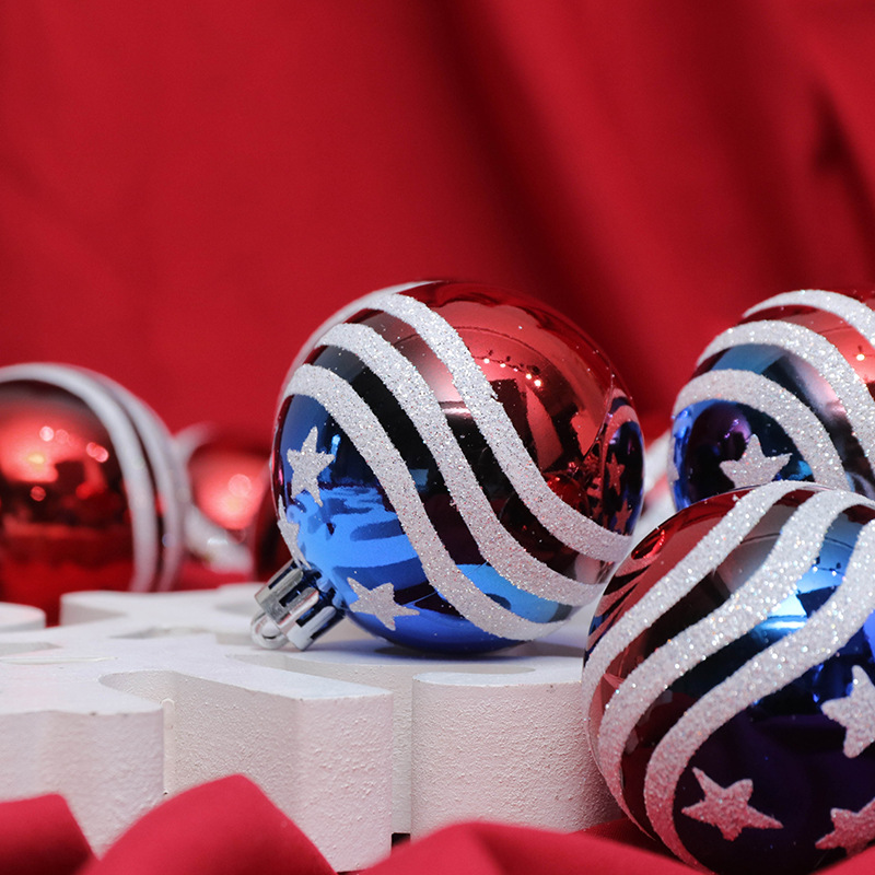 Picture of Cross-border spot 6cm/24 painted ball US flag Christmas ball Christmas tree pendant US Independence Day decorations