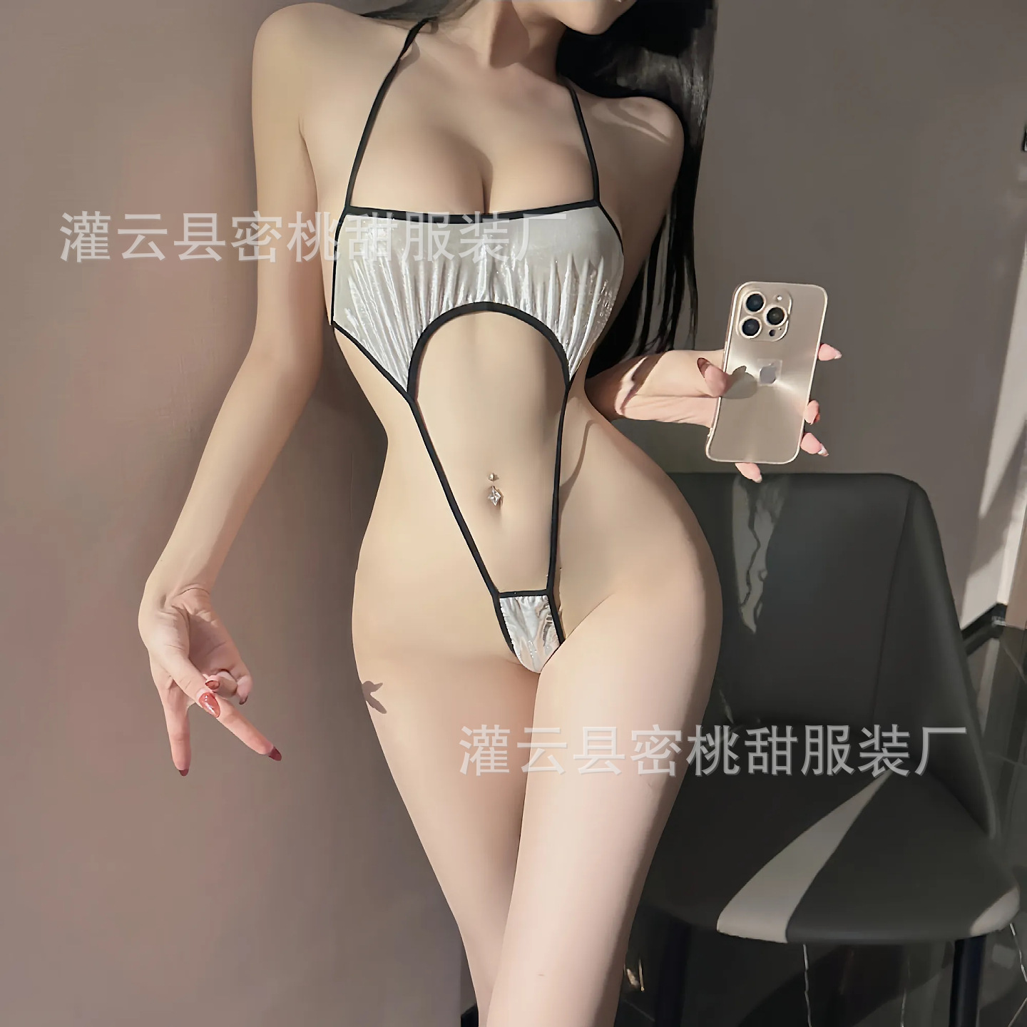 Picture of Erotic underwear, pure desire, bronzing, halterneck, bikini, temptation, sexy, sexy, three-point lace-up one-piece clothing, drop delivery