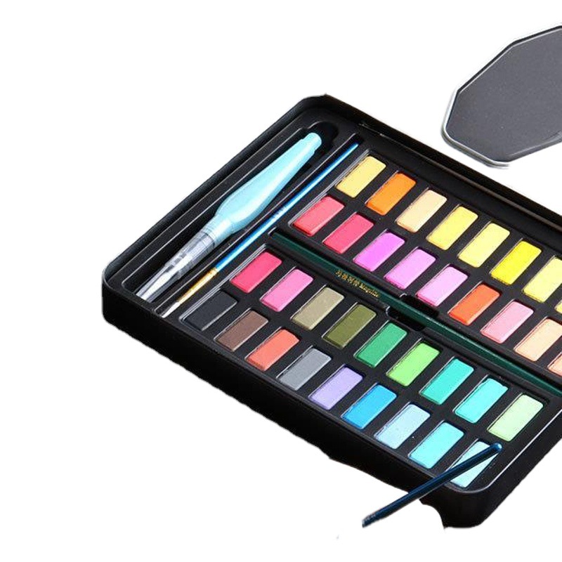 Margrit solid watercolor cross-border wholesale pigment painting gouache entry full set of portable powder cake hand-painted painting