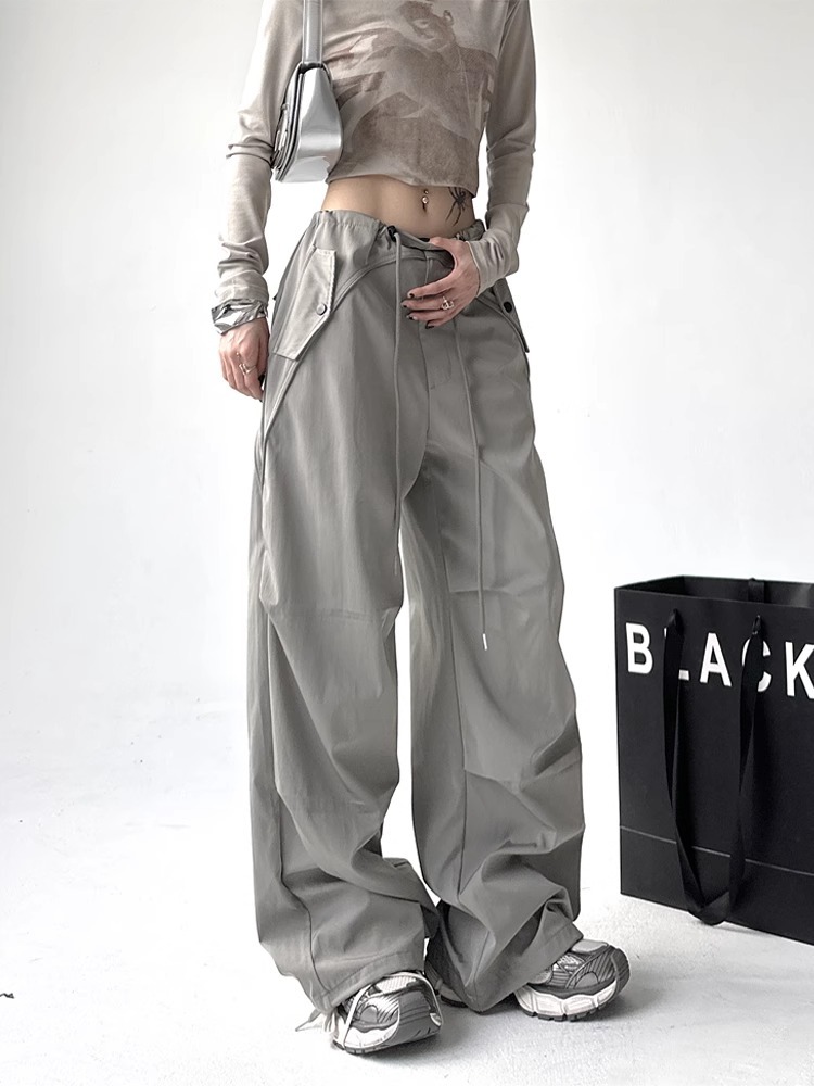 2025 Autumn and Summer New Overalls Women's Summer American Wide Leg Pants Women's Loose Yuppie Sports Long Pants