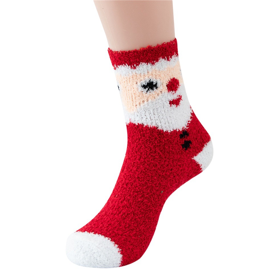 Wholesale Christmas socks ladies new 2022 coral velvet warm thick half velvet old Christmas tree socks Christmas snow