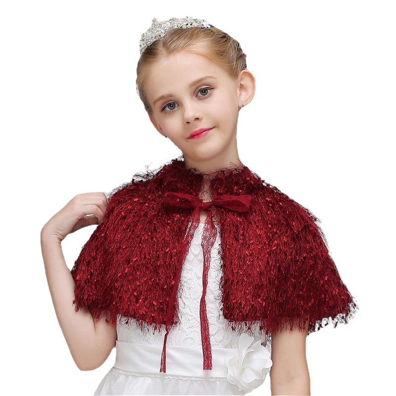 Cross-border Princess European and American Foreign Trade Dress Accessories Children and Girls Flower Mao Mao Cape Small Shawl