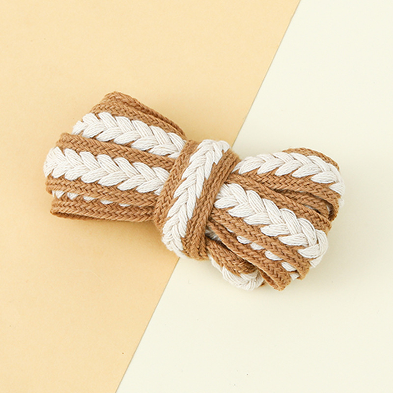 Picture of Marshmallow Two-Color Wheat Ear Shoelaces 1.5cm Casual Shoes Sneakers Twist Woven Cotton Shoelaces Ready for Cross-Border Wholesale