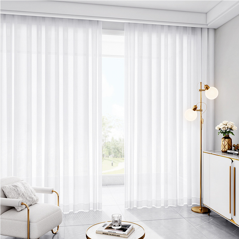Picture of Cross-Border Vertical Striped Venetian Blinds Perforated Window Screen Living Room Balcony Bay Window Light-Impermeable Dream Curtain Curtains