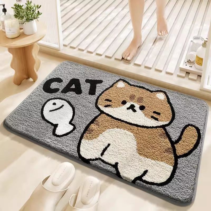 Picture of 2025 New Cartoon Cashmere Floor Mat Bathroom Decorative Blanket Shaped Bedroom Bedside Carpet Entry Door Mat