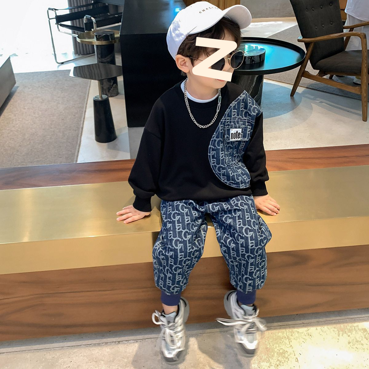 Boys Spring and Autumn New Stitching Sports suit 2024 New Handsome Boys Korean Casual Two-piece Set