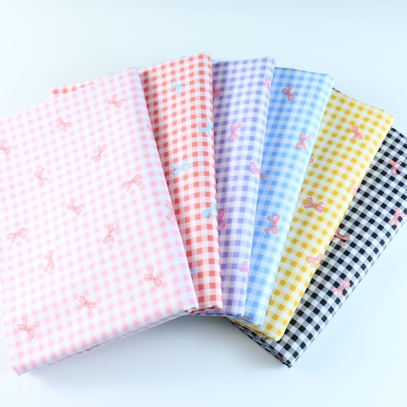 Fruit Color Bow Plaid Printed Cotton Cloth Kindergarten Student Kidsren's Quilt Cover Bed Sheets Three-Piece Set Fabric
