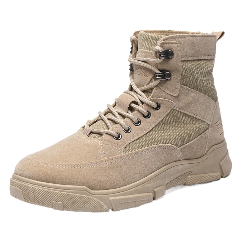Martin boots men's autumn and winter New canvas all-match mid-calf retro workwear high-top breathable work shoes construction site work shoes
